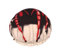 Gorro de ducha reutilizable para mujer, impermeable, doble capa, gorro de ducha de araña roja para mujer, tamaño grande para todas las longitudes de cabello