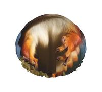 Gorro de ducha reutilizable para mujer, impermeable, doble capa, gorro de ducha de ardilla, divertido sombrero de ducha de animales para damas, spa, salón, tamaño grande para todas las longitudes de