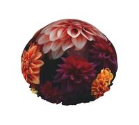 Gorro de ducha reutilizable para mujer, impermeable, doble capa, gorro de ducha de flores coloridas para mujer, gorro de ducha para spa, tamaño grande para todas las longitudes de cabello