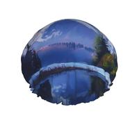 Gorro de ducha reutilizable para mujer, impermeable, doble capa, gorro de ducha de montaña para mujer, gorro de ducha para spa, tamaño grande para todas las longitudes de cabello