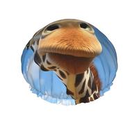 Gorro de ducha reutilizable para mujer, impermeable, doble capa, gorro de ducha divertido de jirafa para mujer, salón de spa, tamaño grande para todas las longitudes de cabello