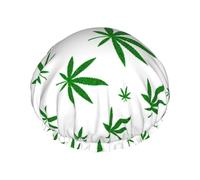 Gorro de ducha reutilizable para mujer Weed-Leaf-Cana oubleWaterproof banda elástica baño sombrero de pelo estiramiento dobladillo sombrero de pelo