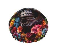 Gorro de ducha reutilizable Skeleton in the Garden: gorro de ducha de doble capa, impermeable, elástico, respetuoso con el medio ambiente