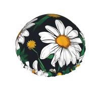 Gorro de ducha reutilizable suave y ligero para el pelo largo con estampado de margaritas y flores florales