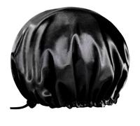 Gorro de ducha - Sombrero de dormir de doble capa negro | Sombrero impermeable para el cuidado del cabello agrandado | Sombrero de protección de baño reutilizable para acampar viajando a casa uso