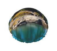 Gorro de ducha Spirit Island in Lake para mujer, reutilizable, impermeable, de doble capa, grande, lavable, con banda elástica, para el pelo, trenzas, para hombre