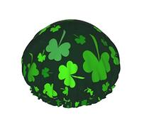 Gorro de ducha St Patrick'S Clover Gorros de ducha de baño reutilizables para mujeres Cabello largo Doble capa Impermeable Gorro de ducha de baño Protector de cabello para niñas Mujeres 1 paquete