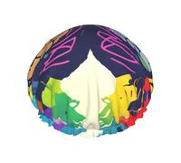Gorro de ducha suave con estampado de ventaja del cerebro izquierdo y derecho para mujeres y hombres, gorro reutilizable ligero y gorro de baño