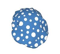 Gorro de ducha The Blue Dot para mujer, impermeable, reutilizable, forro de PEVA, dobladillo elástico ajustable para todo el pelo largo, gorro de baño
