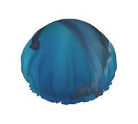 Gorro de ducha Winter the Dolphin para mujer, reutilizable e impermeable, con elástico grande. Gorro de baño doble, diseñado para todo tipo de cabello con forro de PEVA.