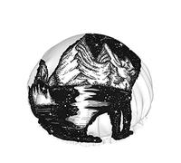 Gorro de ducha Wolf, Wolf Double Exposure con Mountains River Star Gorros de baño impermeables de doble capa, perfectos para todas las longitudes y grosores de cabello