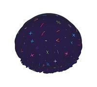 Gorro de ducha y gorro de baño con diseño de símbolos matemáticos para mujer, gorros de ducha impermeables de gran tamaño reversibles grandes diseñados para todas las longitudes de cabello, gorro de