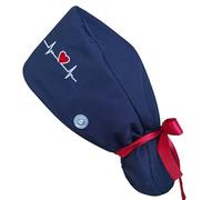 Gorro de Enfermera y Quirúrgico Para Mujer - Pelo Largo, Con Botón, Ajustable, Para Cocina y Quirófano - Pack Desechable