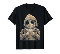 Gorro de espantapájaros y café Helado Camiseta gráfica económica, Hombre, Negro, S