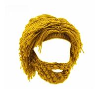 Gorro de estilo punk con peluca recta y barba de punto, para hombre, amarillo, Talla única