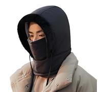 Gorro de felpa cálido de cobertura completa resistente al viento con orejeras, ajustable, unisex, impermeable, cálido, máscara de esquí para clima frío, Negro, talla única