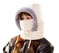 Gorro de felpa cálido de cobertura completa resistente al viento con orejeras, ajustable, unisex, impermeable, cálido, máscara de esquí para clima frío, Beige, talla única