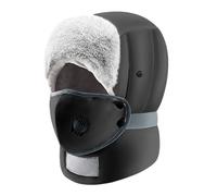 Gorro de felpa cálido de cobertura completa resistente al viento con orejeras, ajustable, unisex, impermeable, cálido, máscara de esquí para clima frío, A-Negro, talla única