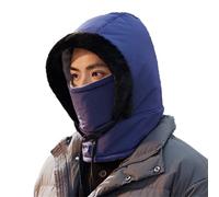 Gorro de felpa cálido de cobertura completa resistente al viento con orejeras, ajustable, unisex, impermeable, cálido, máscara de esquí para clima frío, Azul marino, talla única