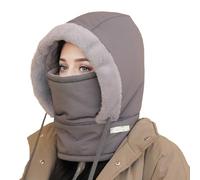 Gorro de felpa cálido de cobertura completa resistente al viento con orejeras, ajustable, unisex, impermeable, cálido, máscara de esquí para clima frío, Gris oscuro, talla única