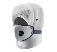 Gorro de felpa cálido de cobertura completa resistente al viento con orejeras, ajustable, unisex, impermeable, cálido, máscara de esquí para clima frío, gris claro, talla única