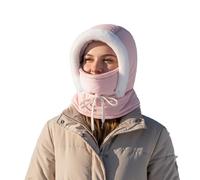Gorro de felpa cálido de cobertura completa resistente al viento con orejeras, ajustable, unisex, impermeable, cálido, máscara de esquí para clima frío, Rosa, talla única