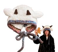 Gorro De Felpa - Gorros De Felpa Cálidos De Invierno | Gorro de Punto con Orejas de Oveja | Accesorio para la Cabeza de Invierno, cómodo Ajuste elástico para desplazamientos, Viajes Escolares