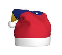 Gorro de felpa para adultos, diseño de bandera de Venezuela, suave y agradable al tacto, no apretado, adecuado para uso navideño. Negro