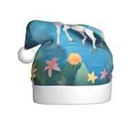 Gorro de felpa para adultos, diseño de unicornios corriendo, suave y agradable al tacto, no apretado, adecuado para uso navideño. Negro