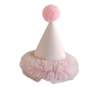 Gorro de fiesta transpirable no tejido para niños, ajustable, con ribete de tul, seguro para pieles sensibles y sesión de fotos, cómodo sombrero de cumpleaños