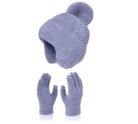 Gorro de fútbol invierno Warm Cute Wool Hat Scarf Gloves Three Pieces Winter Knit Cap Screen Mittens Scarves Sets Gorro de satén para hombre, gris oscuro, Talla única