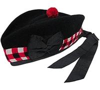 Gorro de Gaita Glengarry de Lana a Cuadros Escoceses para Kilts Banda de gaitas del ejército Pompón, 56 cm