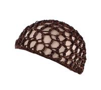 Gorro de ganchillo para mujer, tejido a mano, red de pelo calado para fiesta, graduación, vacaciones, sombrero hecho a mano, pelucas huecas a granel, café, Talla única