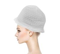 Gorro de gel para teñir el cabello, Gorro de silicona para salón de belleza con gancho para mujeres Niñas Accesorio de peinado de cabello reutilizable Herramienta de peluquería profesional (Blanco)