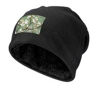 Gorro de invierno con estampado de flores de Dogwood, gorro de punto acanalado para hombres y mujeres, gorro cálido para correr, ciclismo, esquí, Negro, talla única