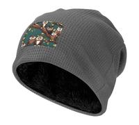 Gorro de invierno con estampado de muchos búhos en ramas de árbol, gorro de punto acanalado para hombres y mujeres, gorro cálido para correr, ciclismo, esquí, Gris, talla única