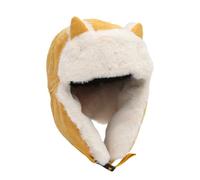 Gorro de invierno con orejeras, bonito gorro de punto con diseño de gato, gorro de invierno con patrón trenzado, para mujeres y niñas, para exteriores 49, amarillo, Talla única