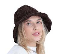 - Gorro de invierno de lana para mujer, a la moda, bonito, de punto, cálido y frío, café, Talla única