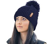Gorro de Invierno de Mujer STORMACTIVE 100% Impermeable cálido Tejido de Cable con pompón y Forro térmico Acogedor
