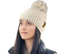 Gorro de Invierno de Mujer STORMACTIVE 100% Impermeable cálido Tejido de Cable con pompón y Forro térmico Acogedor