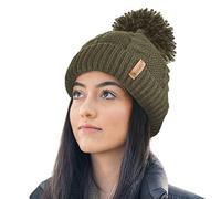 Gorro de Invierno de Mujer STORMACTIVE 100% Impermeable cálido Tejido de Cable con pompón y Forro térmico Acogedor