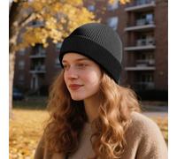 Gorro de invierno de punto acanalado con puños para hombre y mujer