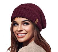 Gorro de Invierno de Punto Holgado cálido para Mujer con Gorro de esquí con Forro térmico de Terciopelo Supersuave