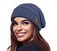 Gorro de Invierno de Punto Holgado cálido para Mujer con Gorro de esquí con Forro térmico de Terciopelo Supersuave