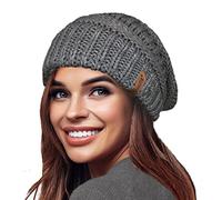 Gorro de Invierno de Punto Holgado cálido para Mujer con Gorro de esquí con Forro térmico de Terciopelo Supersuave