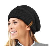 Gorro de Invierno de Punto Holgado cálido para Mujer con Gorro de esquí con Forro térmico de Terciopelo Supersuave