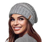 Gorro de Invierno de Punto Holgado cálido para Mujer con Gorro de esquí con Forro térmico de Terciopelo Supersuave