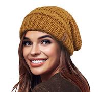 Gorro de Invierno de Punto Holgado cálido para Mujer con Gorro de esquí con Forro térmico de Terciopelo Supersuave