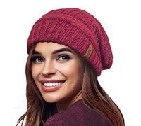 Gorro de Invierno de Punto Holgado cálido para Mujer con Gorro de esquí con Forro térmico de Terciopelo Supersuave