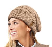 Gorro de Invierno de Punto Holgado cálido para Mujer con Gorro de esquí con Forro térmico de Terciopelo Supersuave